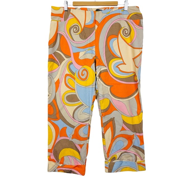Insight Vintage Retro 70s Psychedelic Print Stretchy Colorful Cropped Pants 16 - Picture 8 of 8